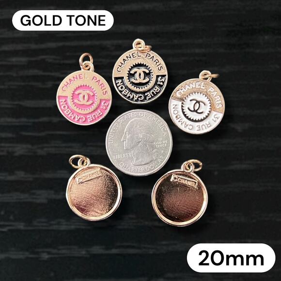 Lot Of 3 CC Round Zipper Pull Button Charms 20mm - Picture 1 of 1